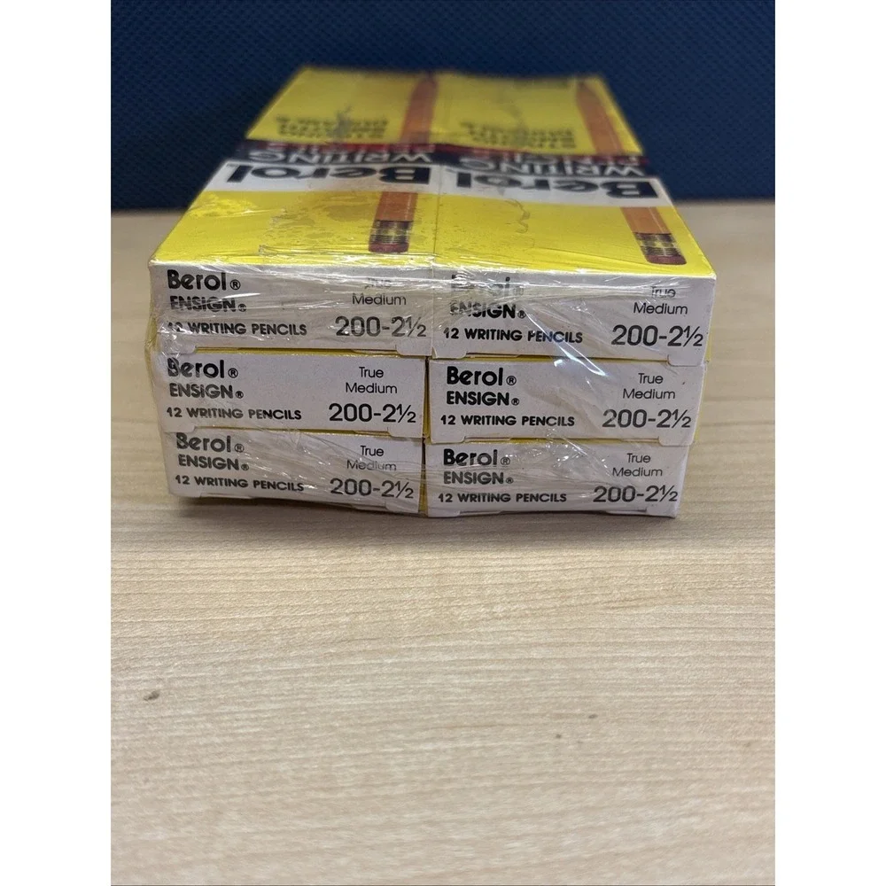 Lot Of 6 Berol Ensign 200-2 1/2 Medium Soft Writing Pencils Yellow Eraser pencil